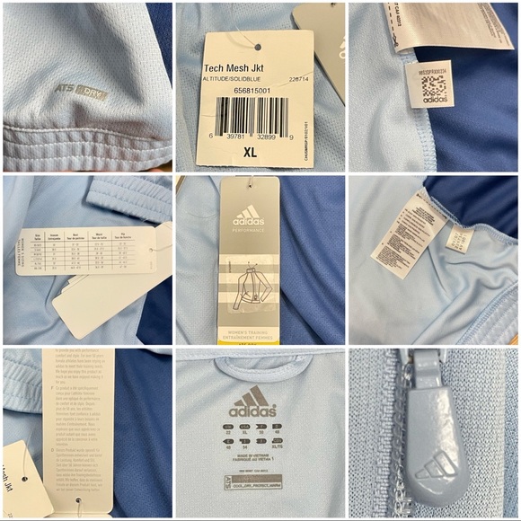 NWT ADIDAS Women’s Tech Mesh Jacket in Altitude/Solid Blue Sz.XL - Picture 11 of 12